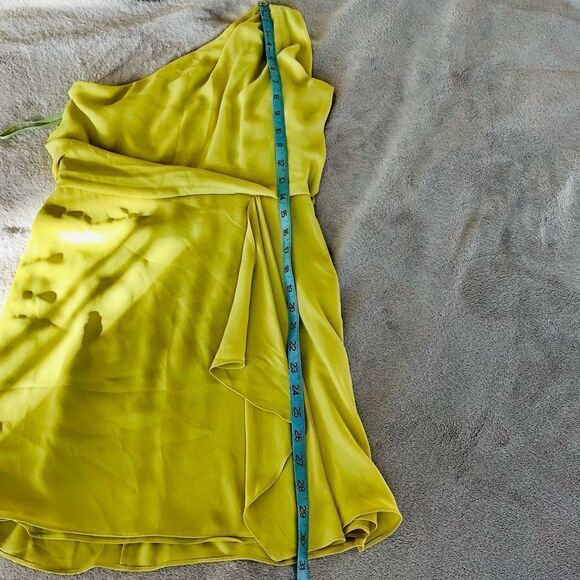 BCBGMAXAZRIA Mina Dark Lime One Shoulder Mini Dress - Picture 15 of 15